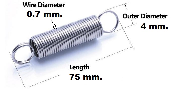 สปริงขดแบบดึง ขนาด 4x75 mm.Tension spring Extension spring Steel สปริงดึง สปริงเกี่ยว