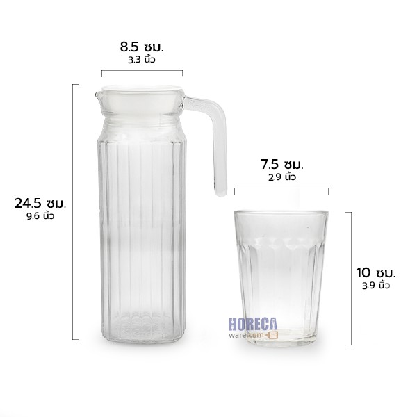 ชุดเหยือกน้ำใส "เอเวอลีน" 5 ชิ้น 4 ที่ ยูเอสเอ