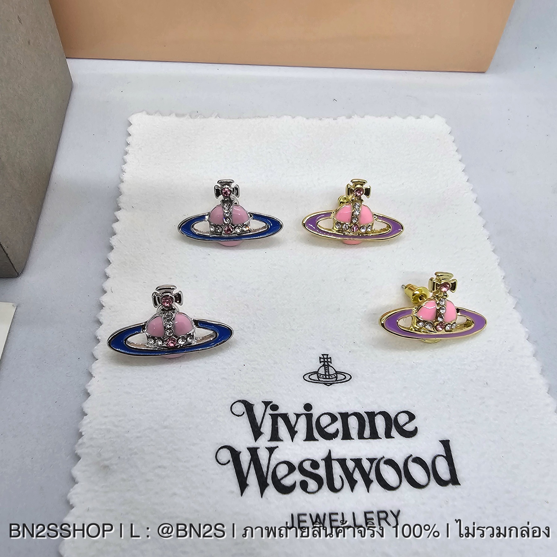 สีน้ำเงิน | Vivienne Westwood Saturn Earrings ต่างหูดาวเสาร์ลงสี งานสวย
