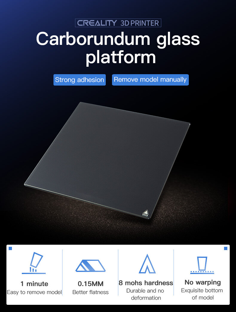 Creality Part CR-200B Carborundum Glass 240x220x4mm ฐานกระจกเคลือบ สำหรับรองพิมพ์