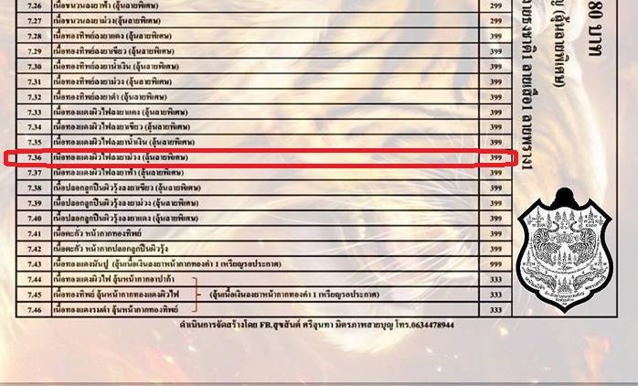เหรียญอามหลวงพ่อพัฒน์ ปุญญกาโม รุ่นพยัคฆ์ห้ามหาเศรษฐี วัดห้วยด้วน นครสวรรค์ รายการที่ 7.36 เนื้อทองแดงผิวไฟ ลงยาม่วง หมายเลข ๑