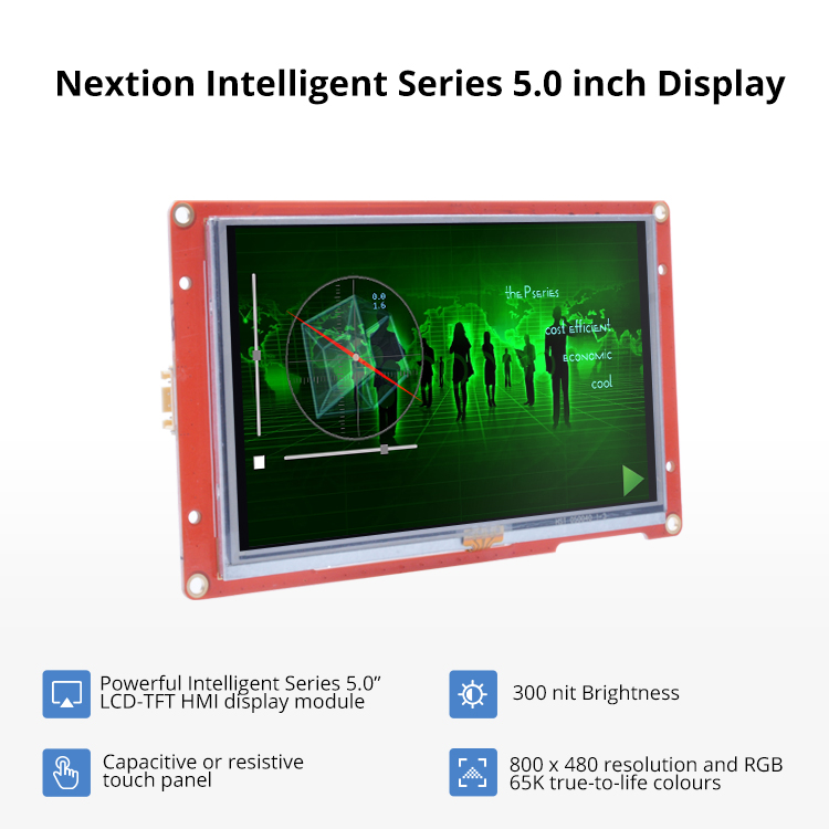 NX8048P050-011R Nextion 5.0 Inch Resistive Touch RGB 65K Color LCD-TFT HMI Display Module Intelligent Series Panel Without Enclosure