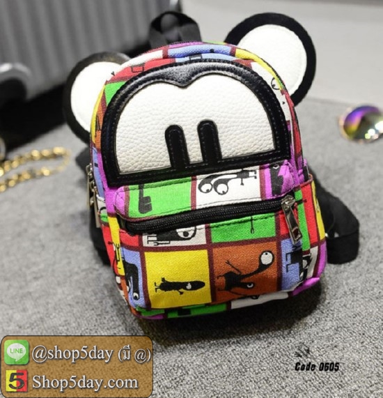 กระเป๋าสะพายผ้าใบ Mickey (ลายสีสัน)
