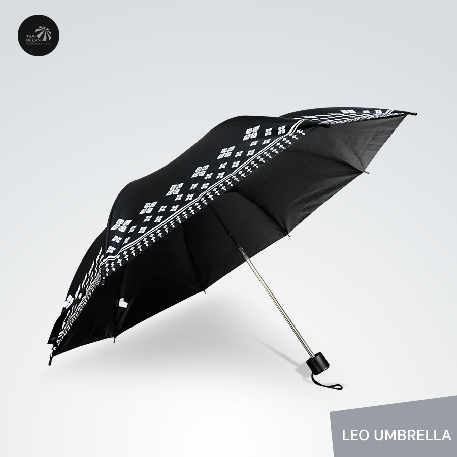 Leo ร่มพับ 2ตอน ลายไทย ขนาดพอดีตัว พกพาง่าย ผ้าเคลือบยูวีกันแดด