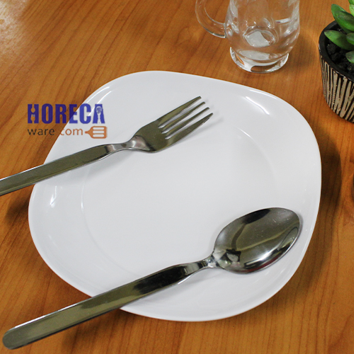 7.5-inch rounded-corner square plate, white, Thai Melamine brand