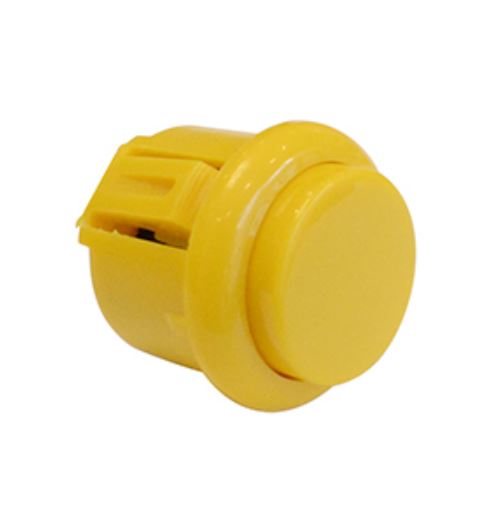 สวิตช์กดติดปล่อยดับ สีเหลือง ขนาด 24mm button console micro switch arcade game ปุ่มกดเกม ตู้เกมอาเขต