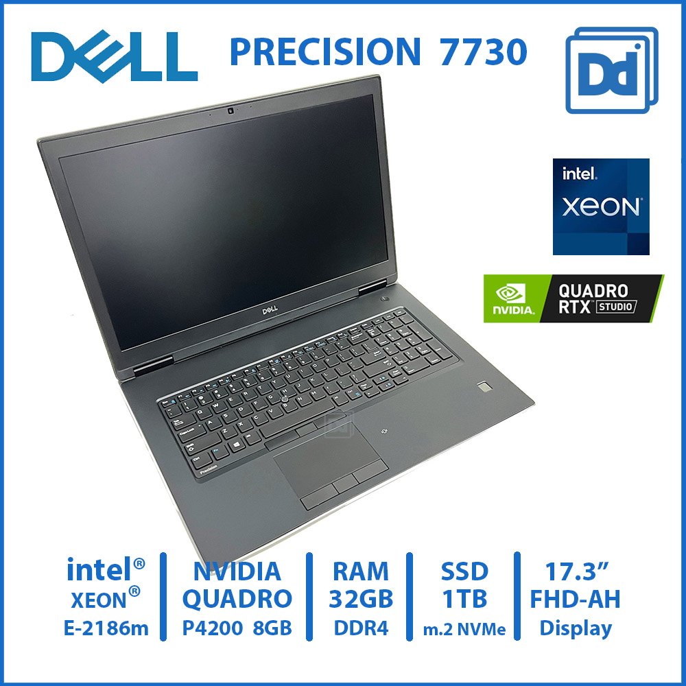 DELL PRECISION 7730 INTEL XEON E-2186m NVIDIA Quadro P4200 8GB RAM 32GB NVMe 1TB Workstation โน๊ตบุ๊คทำงาน