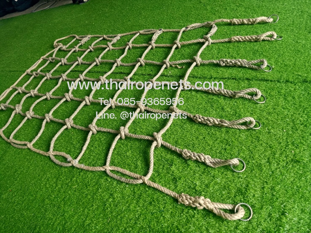 ตาข่ายเชือกมะนิลา จากธรรมชาติ 100% แข็งแรง ทนทาน ใช้งานได้หลากหลาย (20mm. ช่องตา 30x30 cm.)