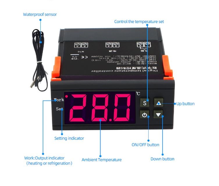 เครื่องควบคุมอุณหภูมิแบบดิจิตอล Power Supply 12V model KT-1210W Temperature Controller