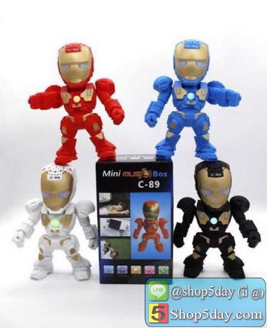 Bluetooth Speaker C89 ลำโพงบลูทูธขนาดเล็กรูปหุ่นยนต์ มีไฟ LED