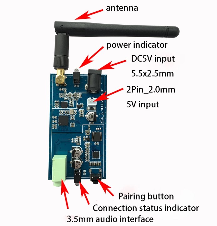 โมดูลรับส่งสัญญาณเสียงไร้สาย 2.4G Wireless Stereo Audio high-fidelity audio receiving and transmitting module ISM Band 16Bit/44.1KSPS
