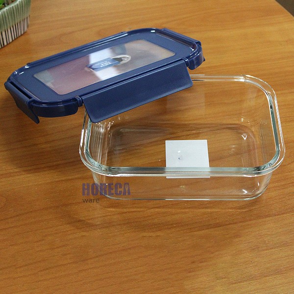 Super lock glass box 6213, rectangular, 1050 ml, blue lid with ventilation holes, JCP brand