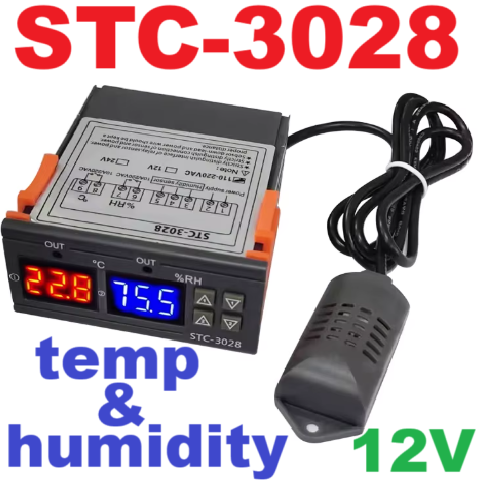 เครื่องควบคุมอุณหภูมิ ความชื้น STC-3028 12V 10A controller temperature and humidity dual-purpose