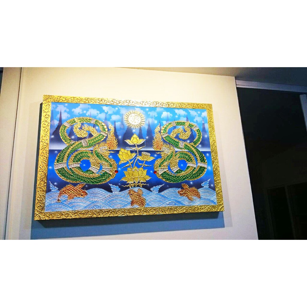 รูปวาดพญานาค รูปภาพติดผนัง รูปภาพเสริมความมั่งคั่ง รูปภาพเสริมมงคล ภาพแต่งบ้านโรงแรม กรอบรูปติดผนัง ตกแต่งผนังห้อง F0009