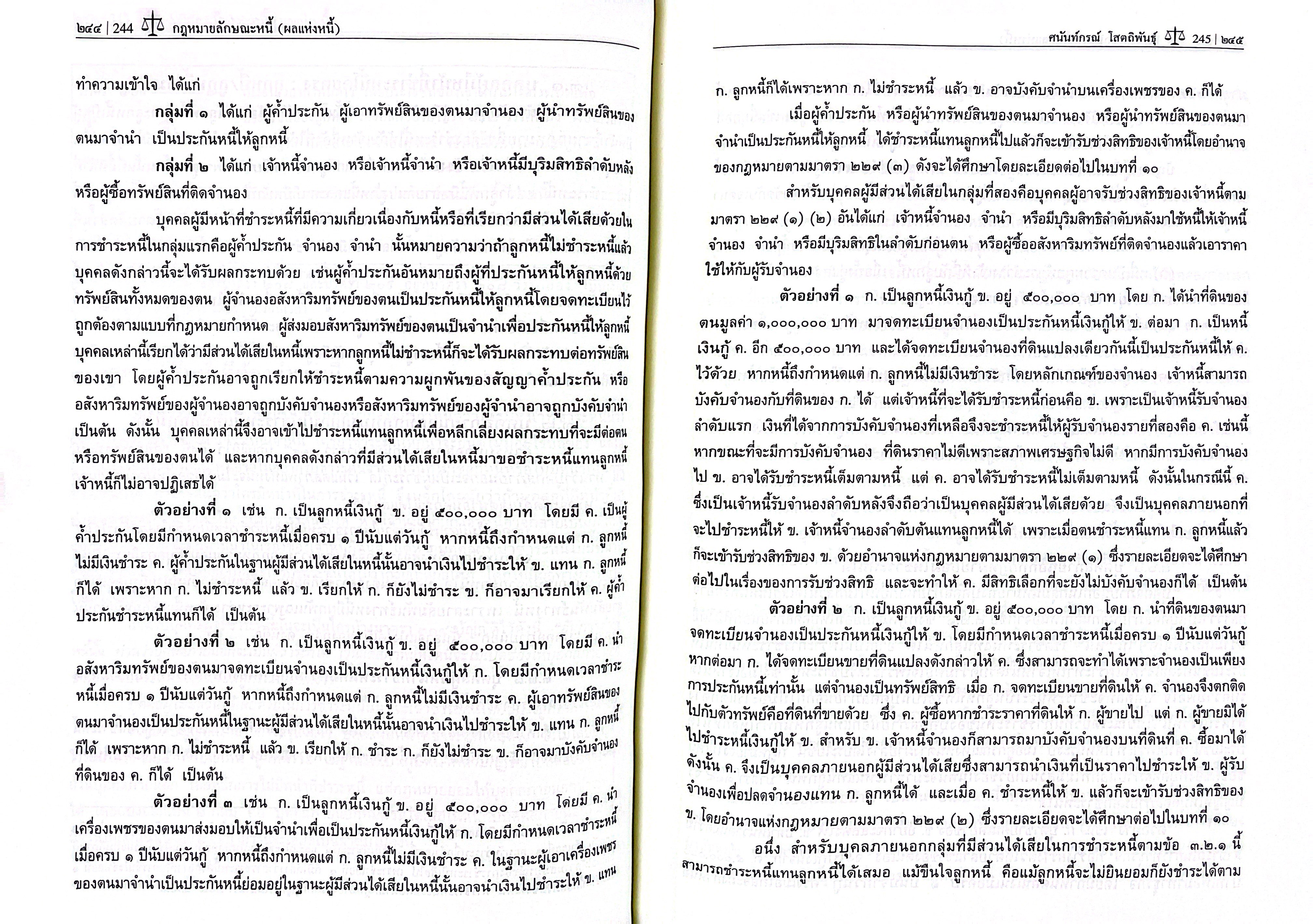 คำอธิบายกฎหมายลักษณะหนี้ (ผลแห่งหนี้) / ศ.ดร.ศนันท์กรณ์ โสตถิพันธุ์ / มิถุนายน 2568 (ครั้งที่ 8)