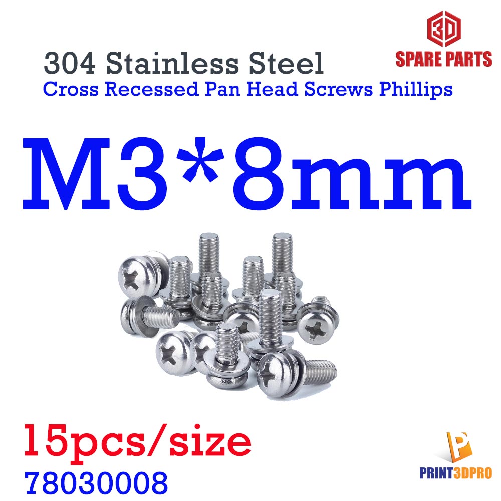 304 Stainless Steel Cross Recessed Pan Head Screws Phillips Screws Bolts With Nut Washer น็อตหัวแฉก