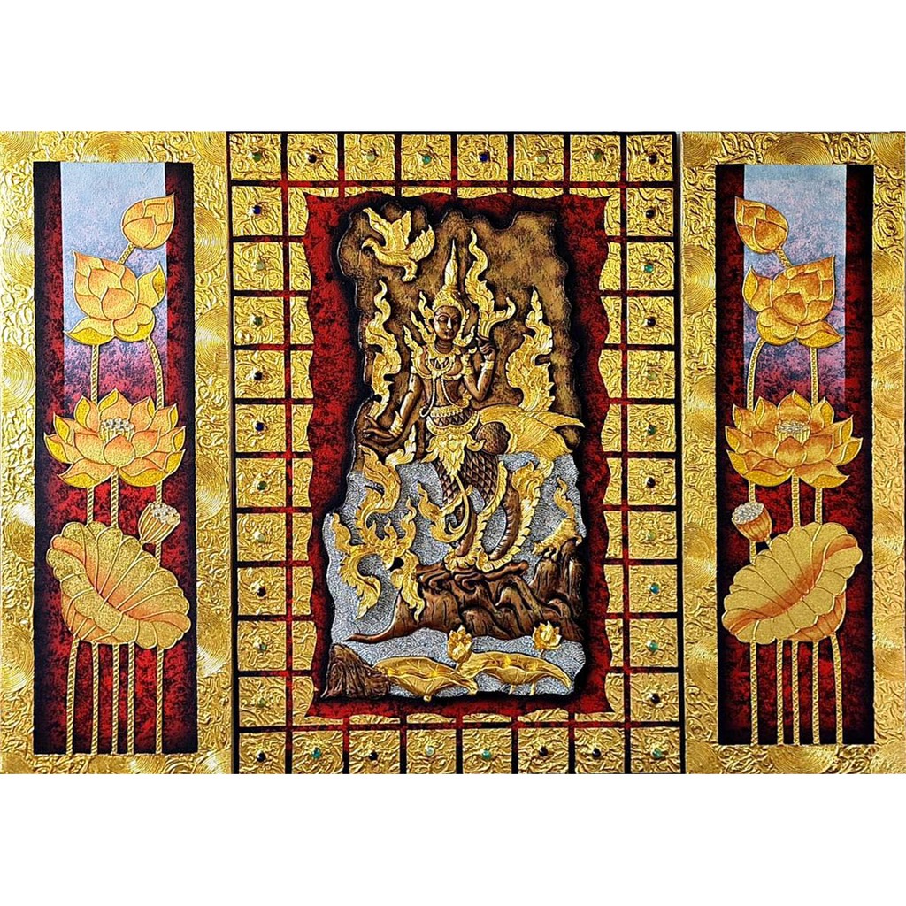 ภาพวาดนางกินรี(แบบนูน 3มิติ) ภาพวาดติดผนัง ใช้ตกแต่งผนังห้อง เสริมมงคล รับทรัพย์ ภาพติดฝาผนัง ใช้ตกแต่งผนังห้อง E0044