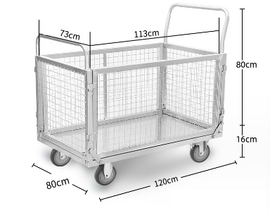 รถเข็นผ้าเปื้อนเหล็ก 4ล้อบุลวดตาข่ายไม่เป็นสนิม4ด้าน หลายขนาด