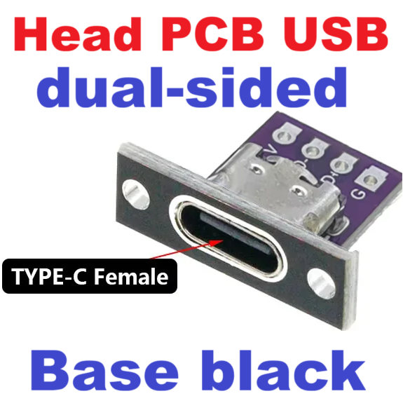 TYPE-C female head PCB USB front and rear panel dual-sided connector TYPE-C female base black