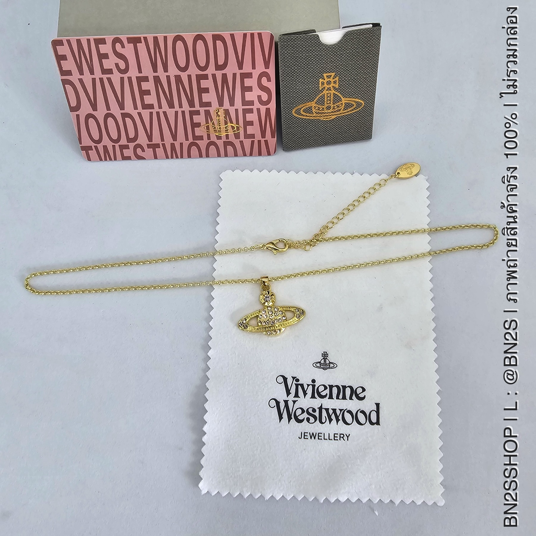 สีทอง | Vivienne Westwood Mini Bas Pendent Necklace สร้อยคอจี้ดาวเสาร์ รุ่นขายดีที่สุด ดาวเสาร์ฝังเพชร