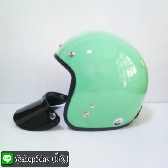 🔥หมวกกันน็อคแนววินเทจสีเขียวมิ้น