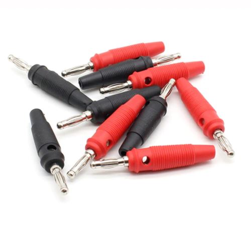 ปลั๊กกล้วย ตัวผู้ 4mm 1 คู่ (สีดำ สีแดง) Banana plug head 4mm. a pair of Black and Red color Banana Jack connector male terminal บานานาปลั๊ก แจ๊กกล้วย
