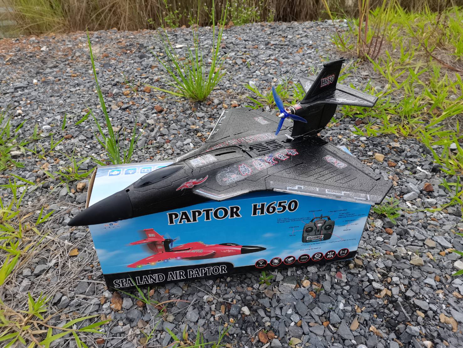 เครื่องบินบังคับวิทยุสะเทินน้ำ Raptor H650 2.4GHz 6CH RC 490มม. wingspan Smart BALANCE EPP Warbird Fighter seaplane RTF สินค้าชุดพร้อมเล่น