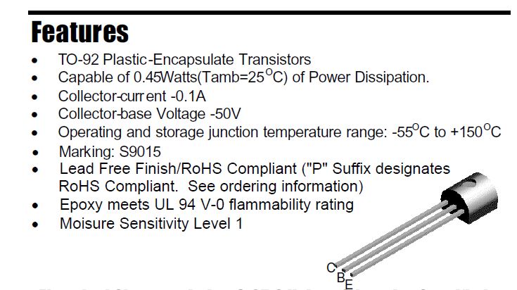 ทรานซิสเตอร์ S9015C PNP 45V 0.1A