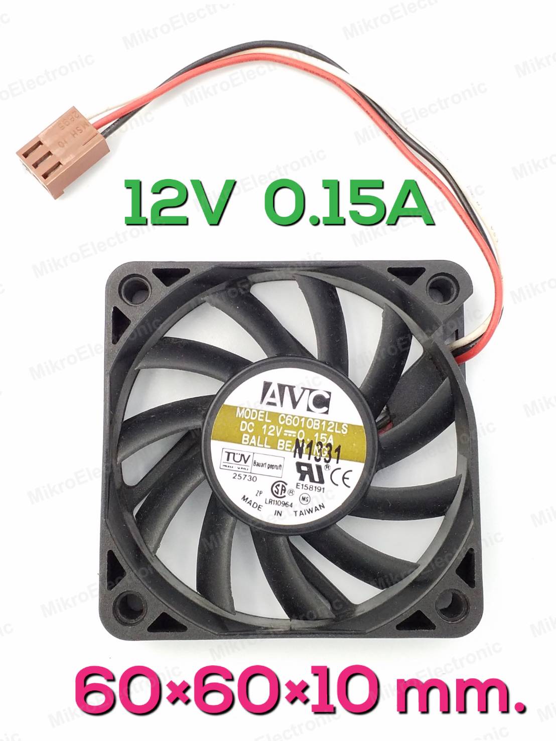 DC 12V 0.15A 60x60x10 (6010) C6010B12LS DC Brushless พัดลมระบายความร้อน Cooling Fan