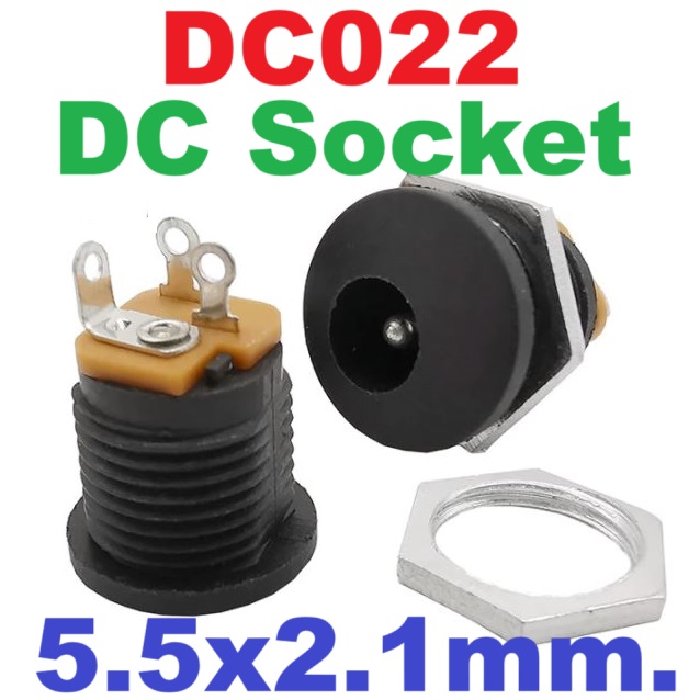 แจ็ค DC สีดำ Power Socket Jack Connector Rated Voltage DC30V 11.38mm. DC022 socket Jack DC Jack Power