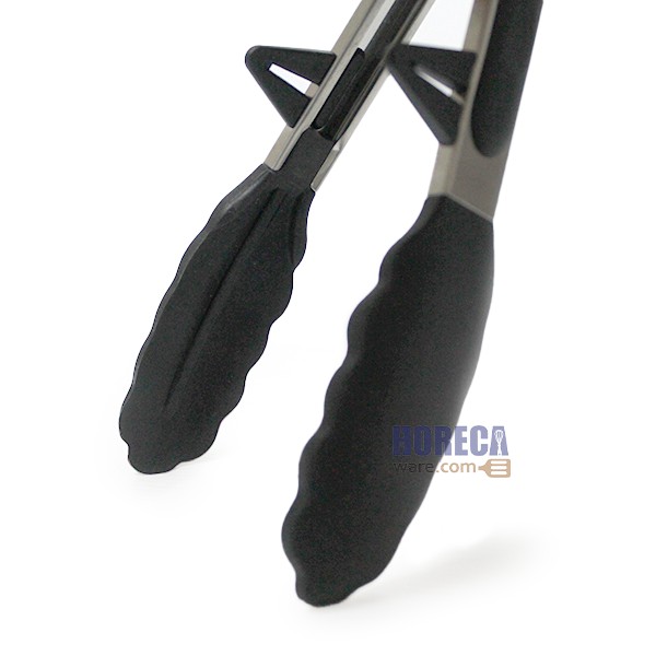 ที่คีบซิลิโคนสีดำ 9นิ้ว มีขาตั้งวาง ตราเพนกวิน