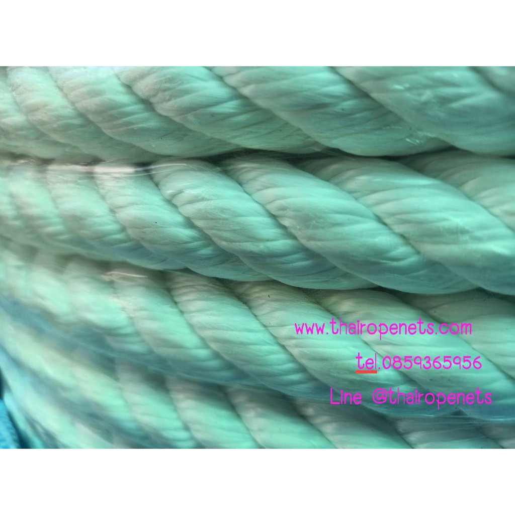 เชือกโพลีเอสเตอร์ Polyester เกรด A สีขาว 24 mm. ยาว 200 เมตร / ม้วน ลากต้นไม้ ลากเรือ เชือกยกเสาไฟฟ้า