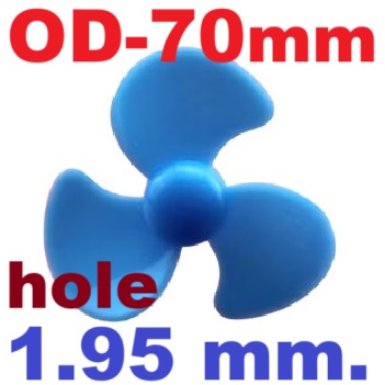 Blue Mini 70 มม. 3-Blade Plastic Propellers with 1.95 mm Hole for Toys Model