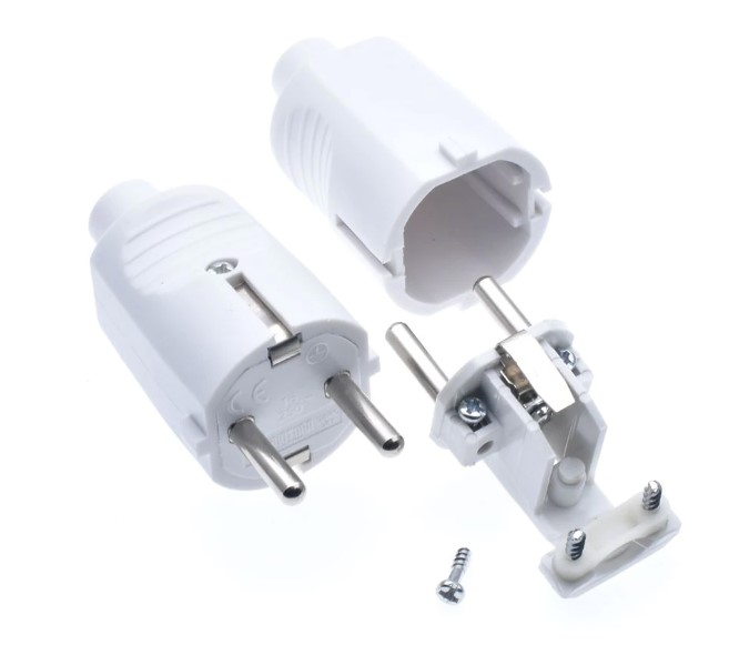 หัวปลั๊ก EU AC 250V 16A สีขาว European Plug Electrical Plug Socket Outlets White color Extension Adapter Power Cord Connector German male plug