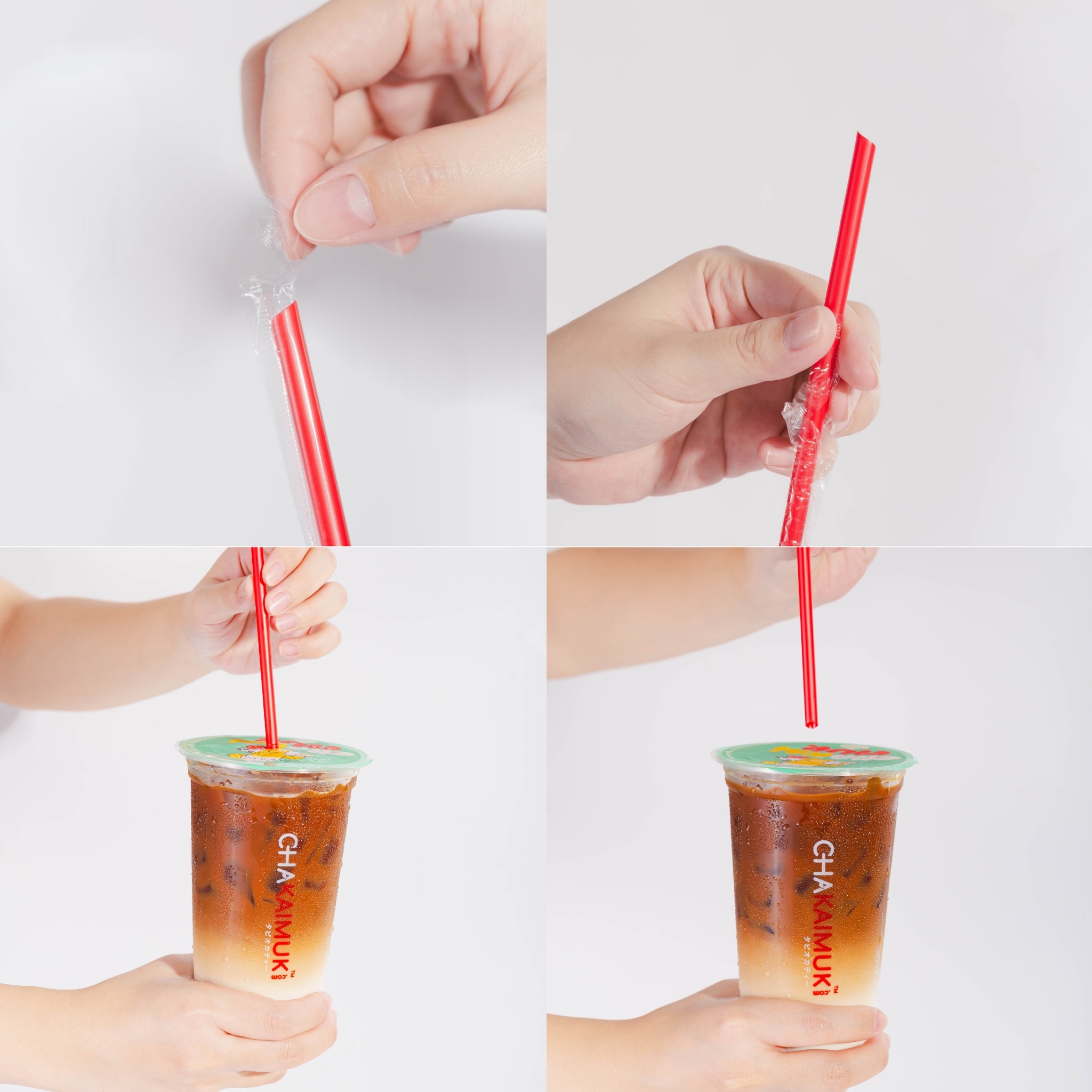 [6mm] หลอดดูดน้ำ สีแดง หลอด6มิล ทรงตรง ปลายแหลม หลอดเล็ก หลอดพลาสติก ห่อฟิล์ม ชาไข่มุก 100เส้น/แพ็ค