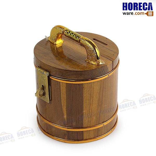 Piggy bank, round, 4", pearl wood