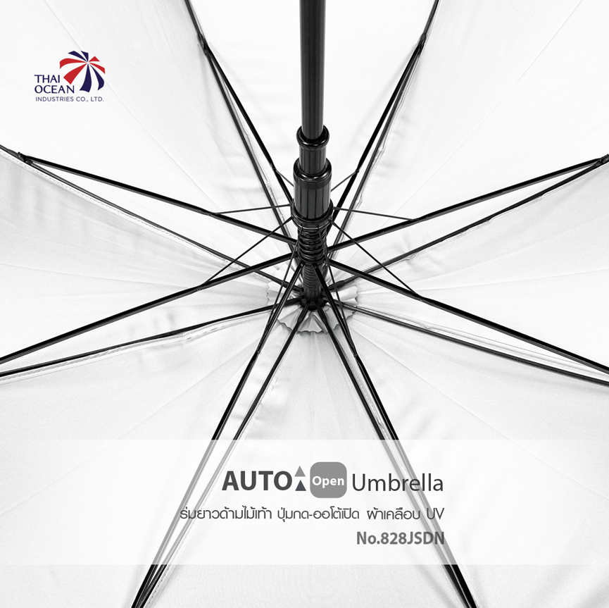 Leo ร่มไม้เท้าออโต้เปิด 28นิ้ว ผ้าเคลือบยูวีกันแดด กันฝน