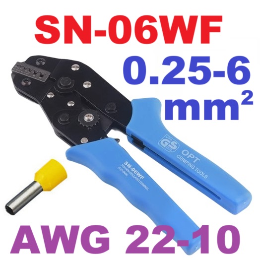 คีมย้ำสายไฟ 22~10AWG SN-06WF 0.25-6mm2 Crimping Pliers for Cord Pin End Terminals End-sleeve Cable Clamp Locking Crimper Press Plier Tools