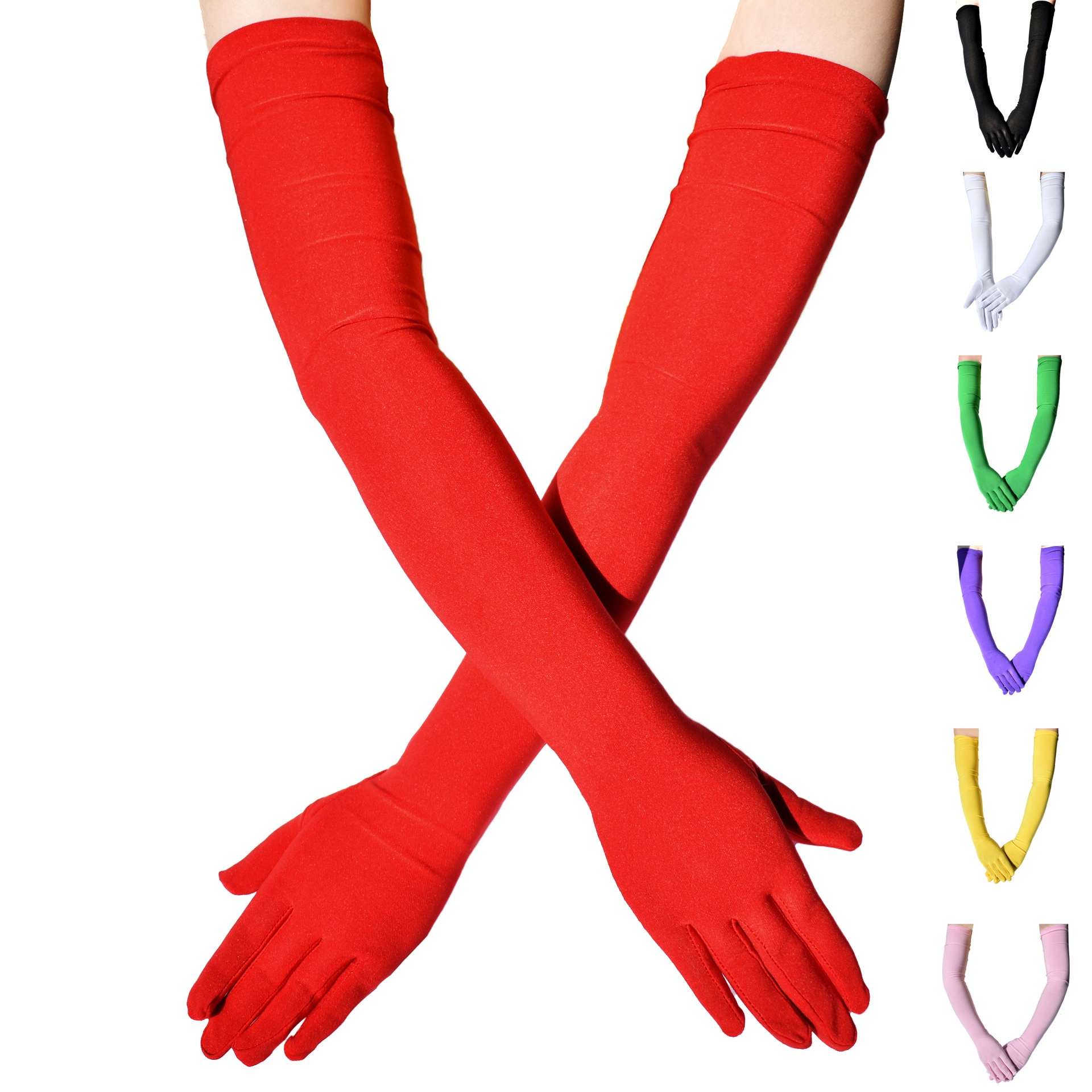 ถุงมือยาวสีดำ ถุงมือยาวเลยศอก ผ้ายืดหยุ่นแนบเนื้อ ยืดหยุ่นดี . แนะนำ 8 ขวบขึ้นไปจนถึงผู้ใหญ่ ยาว 56 ซม.