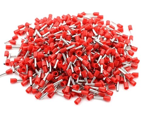 หางปลาคอร์ดเอ็น CORD END หางปลาเข้าสายไฟหางปลาเดี่ยว แพ็คละ 100 ตัว หางปลาคู่ E0508 Tube-type terminal block copper tinned cold pressed wire ear flame retardant European style pin