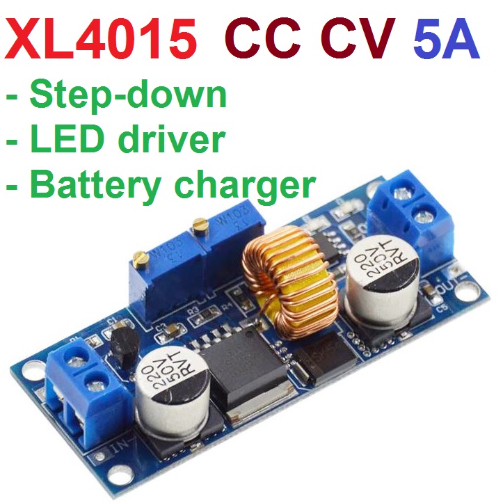 XL4015 โมดูลคุมแรงดันและกระแส 5A ใช้งานได้ 3 รูปแบบ High-power constant voltage constant current step-down module 5A power supply constant voltage constant current LED drive lithium battery charging CC CV