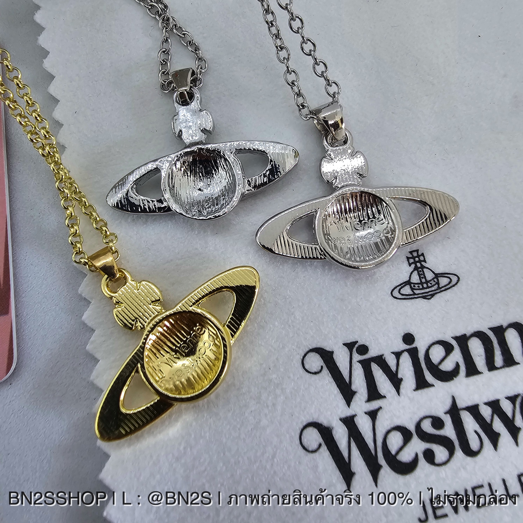 สีเงิน-ชมพู | Vivienne Westwood Mini Bas Pendent Necklace สร้อยคอจี้ดาวเสาร์ รุ่นขายดีที่สุด ดาวเสาร์ฝังเพชร