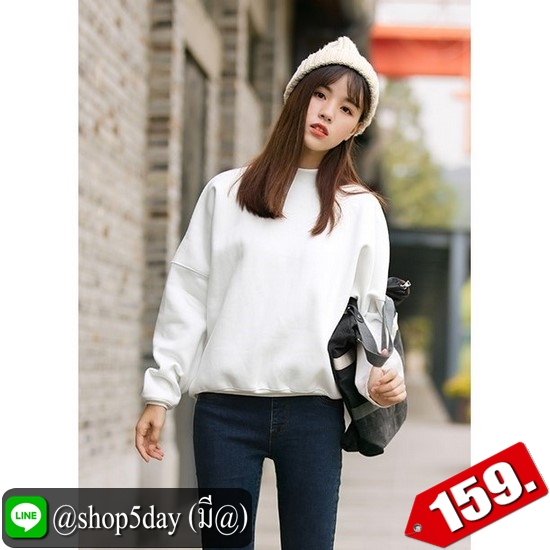 🔥 หนาวแล้วจร้า เสื้อกันหนาวแขนยาวผ้าสำลีหนานุ่ม 14 สีจุใจ ‼️