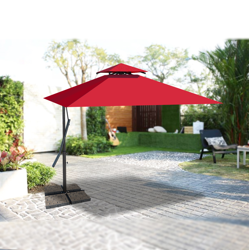 Leo ร่มเสาข้าง ร่มสนามตัวแอล ขนาด 2.2x2.2 เมตร ทรงสี่เหลี่ยม แบบคันโยก