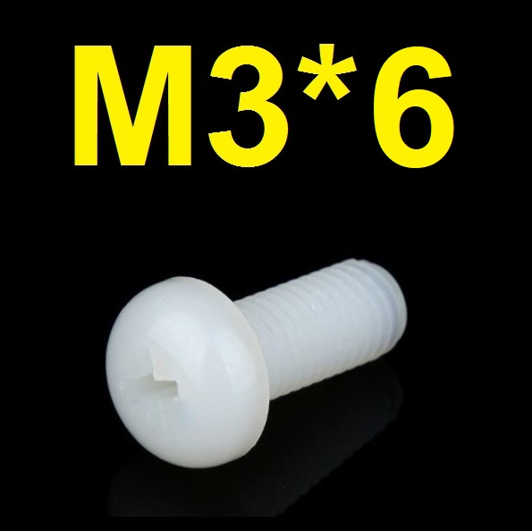น๊อตพลาสติก ขนาด 3 มม. ยาว 6 มม. M3*6 mm. White Plastic screw Pan Head Cross Round Screw Nylon insulation Bolt length M3x6mm สกรูพลาสติก ไนล่อน ใช้กับเสารอง ไนลอน