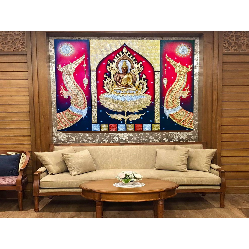 ภาพวาดองค์พระนั่งสมาธิ(แบบนูน 3มิติ) ภาพวาดติดผนัง ใช้ตกแต่งผนังห้อง เสริมมงคล ภาพติดห้องพระ ภาพติดผนังห้อง E0035