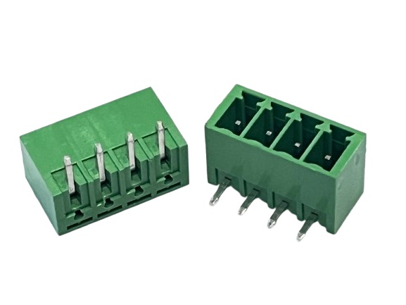15EDG 3.5-4P Plug-in Terminal Block 4 pin Sealed curved pin socket Male 300V 8A Pitch 3.5mm Wire Range 26-16AWG ตัวผู้ ขางอ