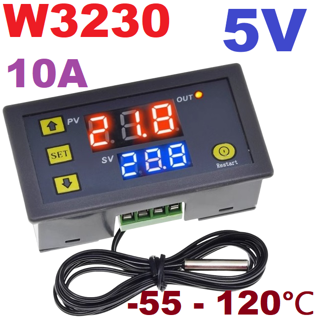 เครื่องควบคุมอุณหภูมิ W3230 Mini Digital Temperature Controller 5Vdc Thermostat Regulator Heating Cooling Control Thermo regulator With Sensor