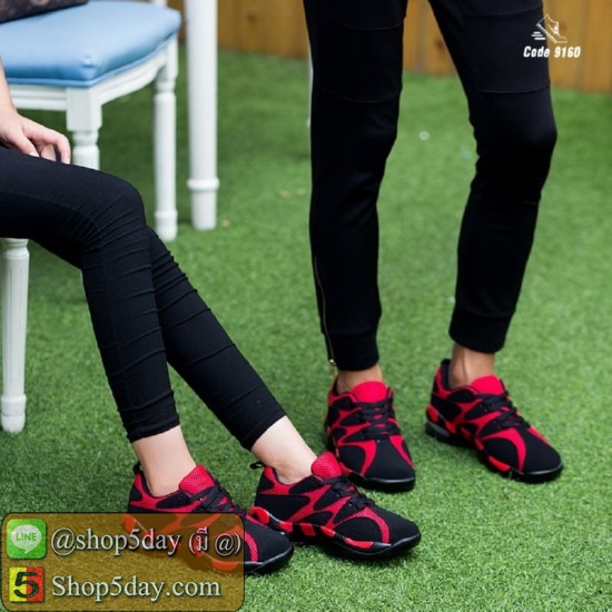 รองเท้าผ้าใบ รุ่นยอดฮิต ระบายอากาศได้ดี (แดง-ดำ)