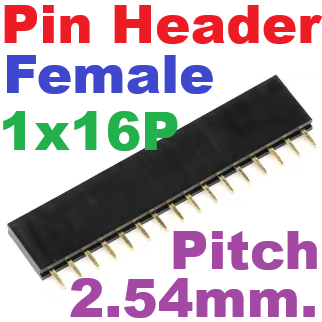 Pin Header Female 1x16 Pin Single Row Pitch 2.54mm High 8.5 mm. Straight pin